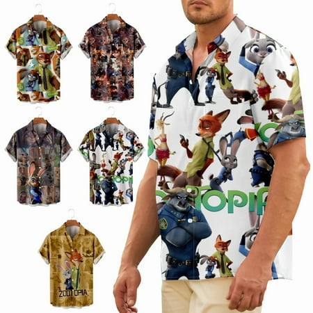 

Unisex Casual Short Sleeve Polo Shirts Tropical Party Costume For Men