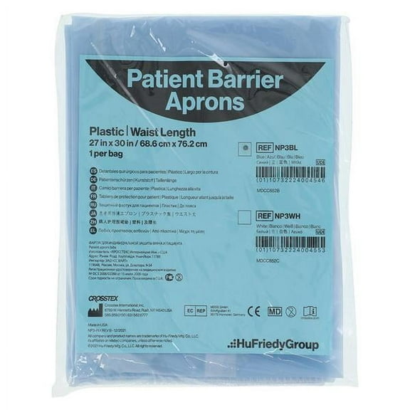 Crosstex NP3BL Patient Apron Counter Neck 27 X 30 Plastic Blue