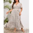 thumbnail image 3 of Plus Size Wedding Guest Maxi Dresses for Curvy Women, Summer Casual Floral Long Party Sundress with 3/4 Sleeve, 3 of 9
