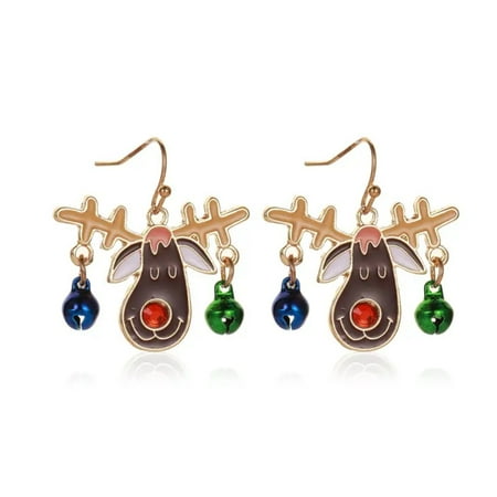 

JNZOUHA Elk Bell Strap Earrings | Snowflake Tassel | Christmas Gift | Ladies | Colorful Cute | Holiday Wear