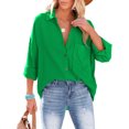 thumbnail image 2 of hirigin Women Shirt Long Sleeve Turn-down Collar Button-down Solid Tops for Casual Daily, 2 of 5