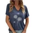 thumbnail image 1 of Birdeem Mode Décontractée pour Femmes Blouses à Manches Courtes Imprimées Col en V T-Shirts Hauts, 1 of 12