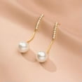 thumbnail image 5 of K-KED 925 Sterling Silver Pearl Crystal Drop Stud Earrings Womens Jewellery Gift New-GOLDEN, 5 of 6