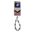 thumbnail image 2 of Compatible for Samsung Galaxy Z Flip 4 Case with Beaded Wrist Strap, Fluffy Leopard Print Pattern with Bling Design Case for Women Girls Hard PC Drop Protection Cover for Galaxy Z Flip 4, Pink, 2 of 11