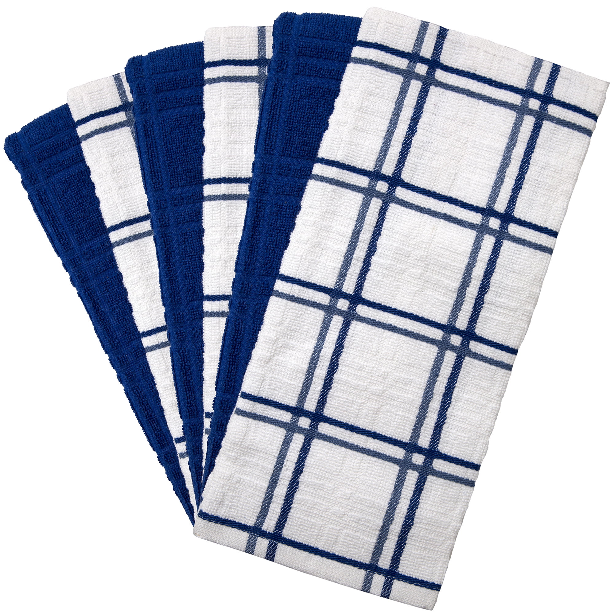 Premium Kitchen Towels (16x 25, 6 Pack) Large Cotton Kitchen Hand Towels Diagonal Weave Design 445 GSM Highly Absorbent Tea Towels Set with Hanging