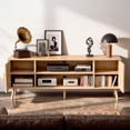 thumbnail image 6 of UBesGoo 59" Modern Fluted TV Stand, Walnut Entertainment Center for 55/60/65-Inches TVs, Boho Media Console with 2 Doors & Shelves Storage for Living Room, Bedroom, Home, 6 of 6