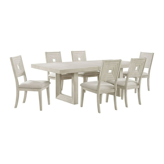 Picket House Furnishings Rhiannon 7PC Standard Height Dining Set - Antique White