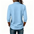 thumbnail image 5 of Garbnen Women's Polo Shirts Collared Henley 3/4 Sleeve Tops for Women Solid Color Casual Lightweight Trendy Work Golf Shirts for Women Blue XXL, 5 of 6
