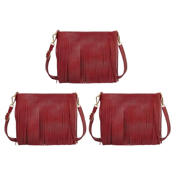 Bolso bandolera de piel con borlas para niña Cartera de mujer Bolso de hombro diario