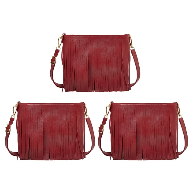 Bolso bandolera con borlas de piel para niña Cartera para mujer Bolso de hombro diario