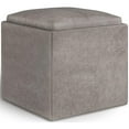 thumbnail image 4 of Simpli Home Rockwood 17 inch Wide Contemporary Square Cube Storage Ottoman with Tray in Distressed Grey Taupe Vegan Faux Leather, Assembled, 4 of 12