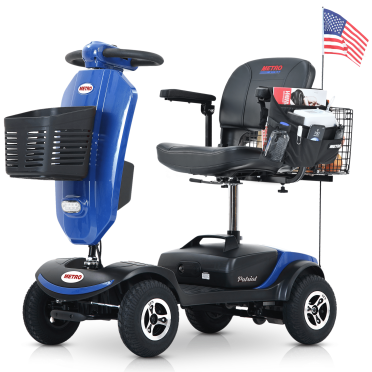 Leadzm Compact Mobility Scooter with Windshield, 300W Motor, Travel Battery & Accessories, Blue