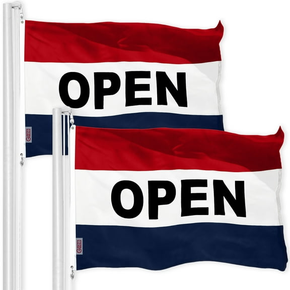 Open Sign Business Flag 3x5FT 2-Pack Printed 150D Polyester By G128