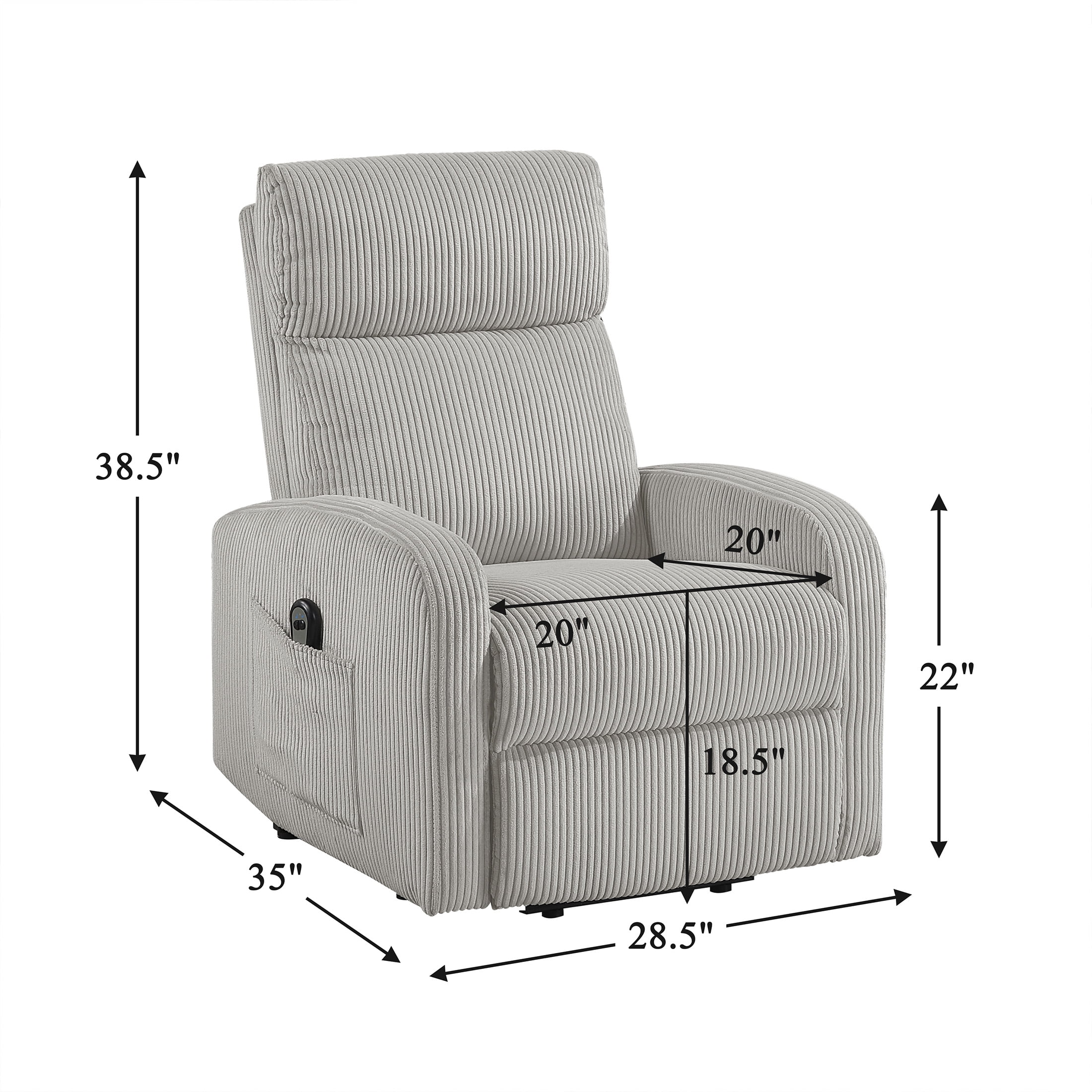 OakvillePark Niven Corduroy Power Lift Chair, Light Gray