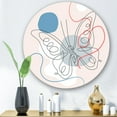 thumbnail image 1 of Designart - Butterfly One Line Drawing On Cubism Shapes III - Modern Metal Circle Wall Art, 1 of 5