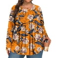 thumbnail image 2 of LNZGNM Women's Plus Size Tops 4x-5x Fall Long Sleeve Tee Shirt Tops Floral Graphic T-Shirt V Neck T Shirts Loose Casual Trendy Tunics Orange 2XL, 2 of 5