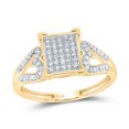 thumbnail image 1 of Bague en Or Jaune 10kt pour Femmes avec Diamants Ronds en Grappe Carrée en Forme de Cœur 1/5 Cttw, 1 of 1