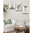 thumbnail image 3 of 30x40CM Sage Green Boho Wall Art,Framed Canvas Bathroom Wall Art Pictures, Mid-Century Modern Wood Framed Abstract Prints for Bedroom,Minimalist Office Wall Decor 3Pack, 3 of 7