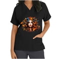 thumbnail image 3 of lcziwo Womens Scrub Tops 2025 Mardi Gras Printed Summer Shirts Stretchy V Neck Short Sleeve Nursing Scrubs Blouse with Pockets Black XL Gifts for Mom, 3 of 6