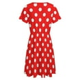 thumbnail image 5 of Red Polka Dot Background Sundress Short Sleeve Dress Summer Women Clothes Dress for Women Dresses, 5 of 7