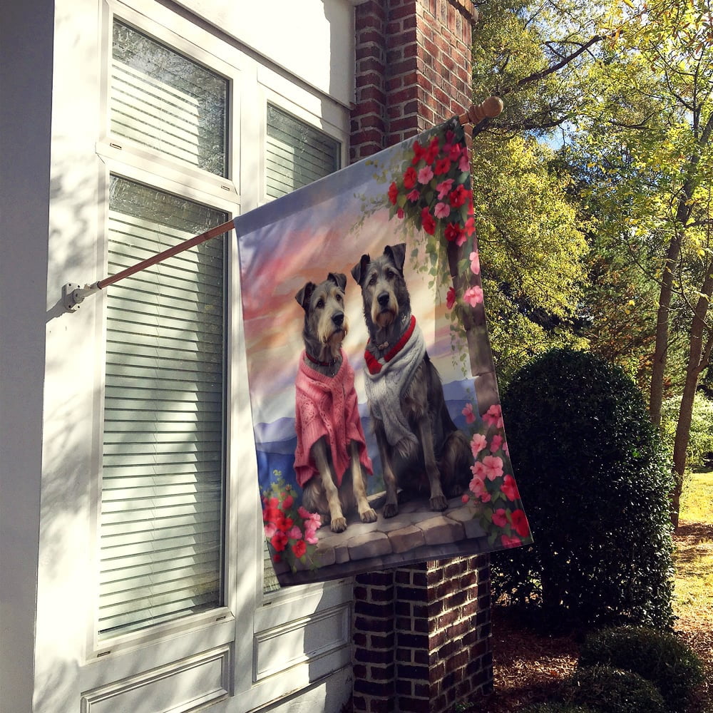 Irish Wolfhound Two Hearts House Flag 28 in x 40 in