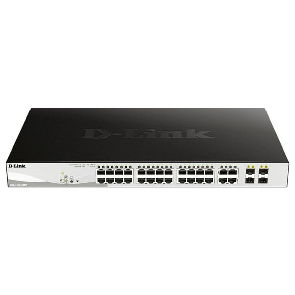 D-Link DGS 1210-28MP - Switch - Managed - 24 x 10/100/1000 (PoE+) + 4 x Gigabit SFP - desktop, rack-mountable - PoE+