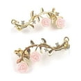 thumbnail image 4 of KDSJSXW Womens Earrings Women's Style Style Earrings Vintage Women Rose Flower Branch Rhinestone Climber Crawler Earrings Ear Jewelry Earring Studs for Women Pearl Earring Set (Gold,One Size), 4 of 6