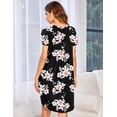 thumbnail image 4 of Ekouaer Womens Nightgown Soft Sleepwear Pleated Sleepshirt Sleep Dress Short Sleeve Nightdress, 4 of 5