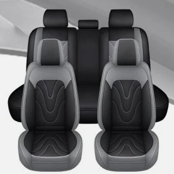 Car Seat Covers Full Set for Ford Maverick 2022-2025, Waterproof Faux Leather Car Seat Cover (5 Seats/Black Gray)