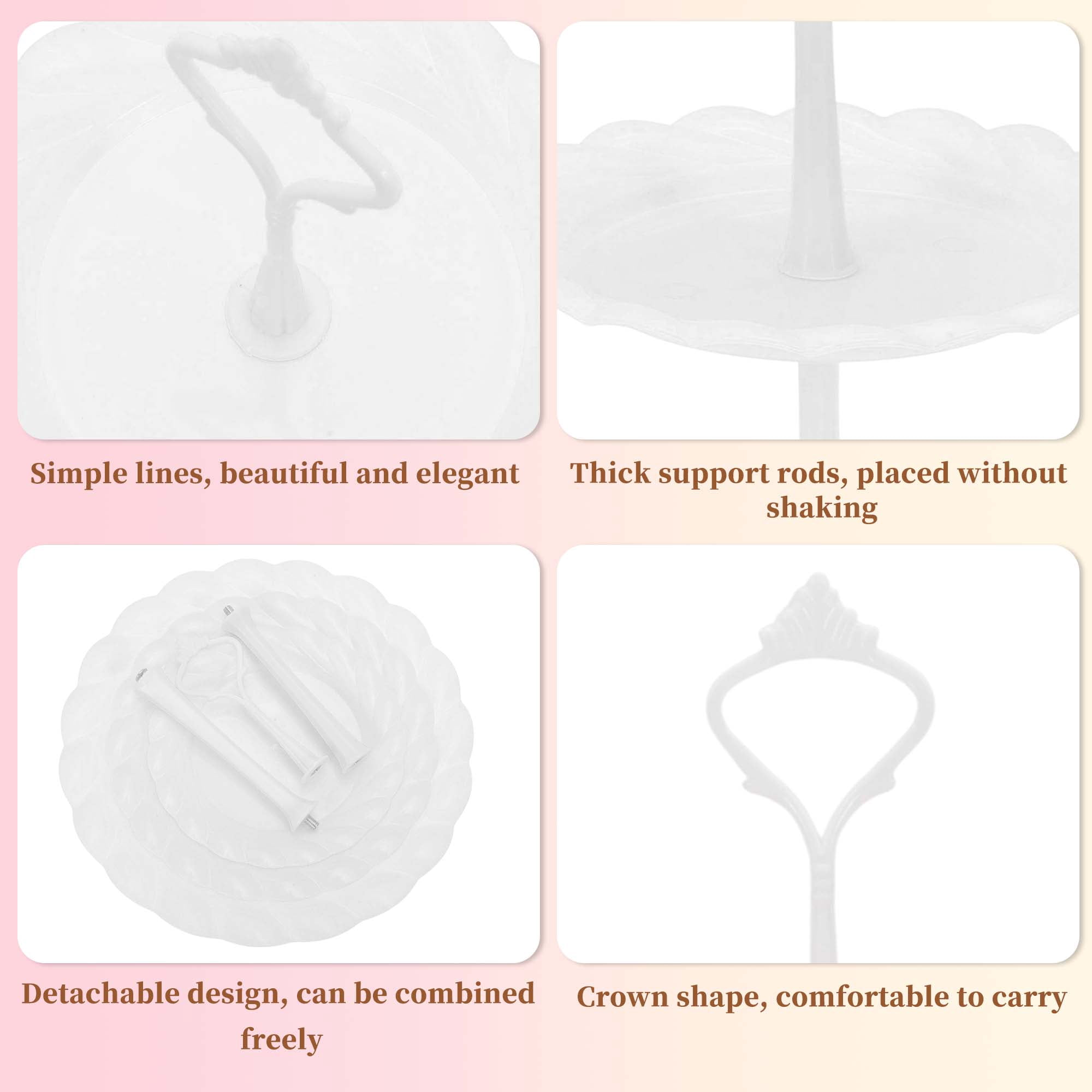 Unique Bargains 3-Layer Cupcake Stand Round Display Holder White