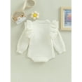 thumbnail image 4 of Bagilaanoe Newborn Baby Girl Knitted Rompers Sweater Long Sleeve Bodysuits 6M 12M 18M 24M Infant Casual Ruffle One Piece Short Jumpsuit, 4 of 8