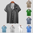 thumbnail image 3 of WREESH Men's Button Down Shirts Fashion Print Short Sleeve Turndown Collar Shirts Casual Tops Blue, 3 of 5