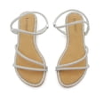 thumbnail image 4 of GJPBGK Women's Sparkly Slide Sandals with Rhinestones, Flat Open Toe Dress Shoes for Summer Party, Glitter Slip-On Sandals, 4 of 5