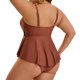 thumbnail image 3 of Bañador de dos piezas de talla grande Agnes Orinda para mujer, tankini con control del abdomen, vestido de baño con push up, conjunto de ropa de playa y piscina con pantalones cortos 1X Café, 3 of 7