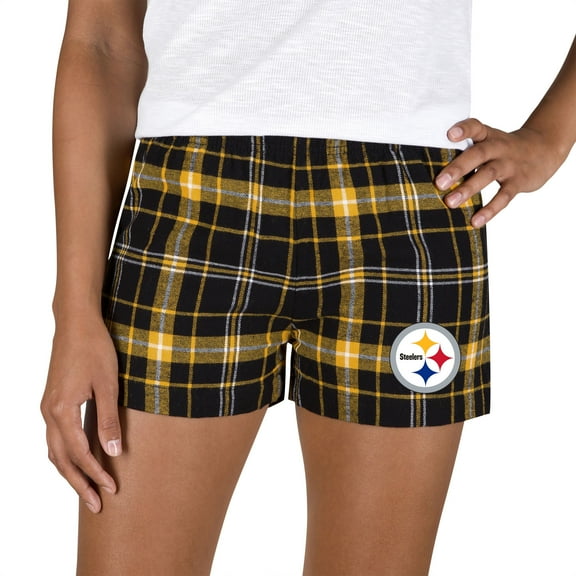 Women's Concepts Sport Black/Gold Pittsburgh Steelers Ultimate Flannel Shorts