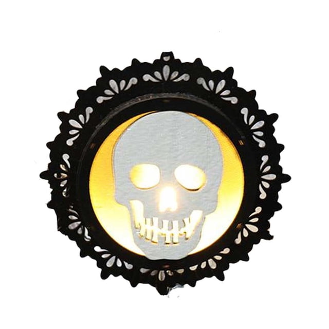 Inteprter Adorno de luz de lámpara de calabaza de con control de botón Hermoso letrero colgante ajustable Lámparas de puerta Decoración de Kits de decoración para fiestas Esqueleto Inteprter HA068173-02