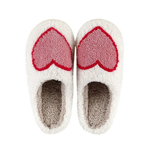 Utoimkio Christmas Fuzzy Slippers for Women Men's and Women's Couple Shoes Flat Plush Non-slip Home Shoes Linen Comfortable Platform Slippers