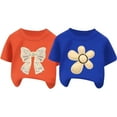 thumbnail image 4 of Girls' T-Shirt 2 Pack 100% Cotton Cute Tshirts Flower Bowknot Print Crewneck Short Sleeve Tees (10 Years, C-2PC), 4 of 4