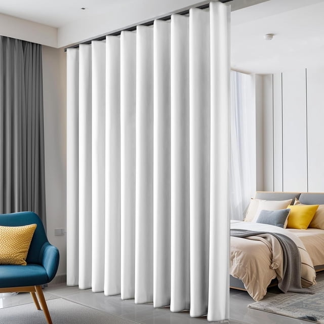 Cortinas separadoras de ambientes Hoeflife, opacas, blanco grisáceo, 150 x 275 cm