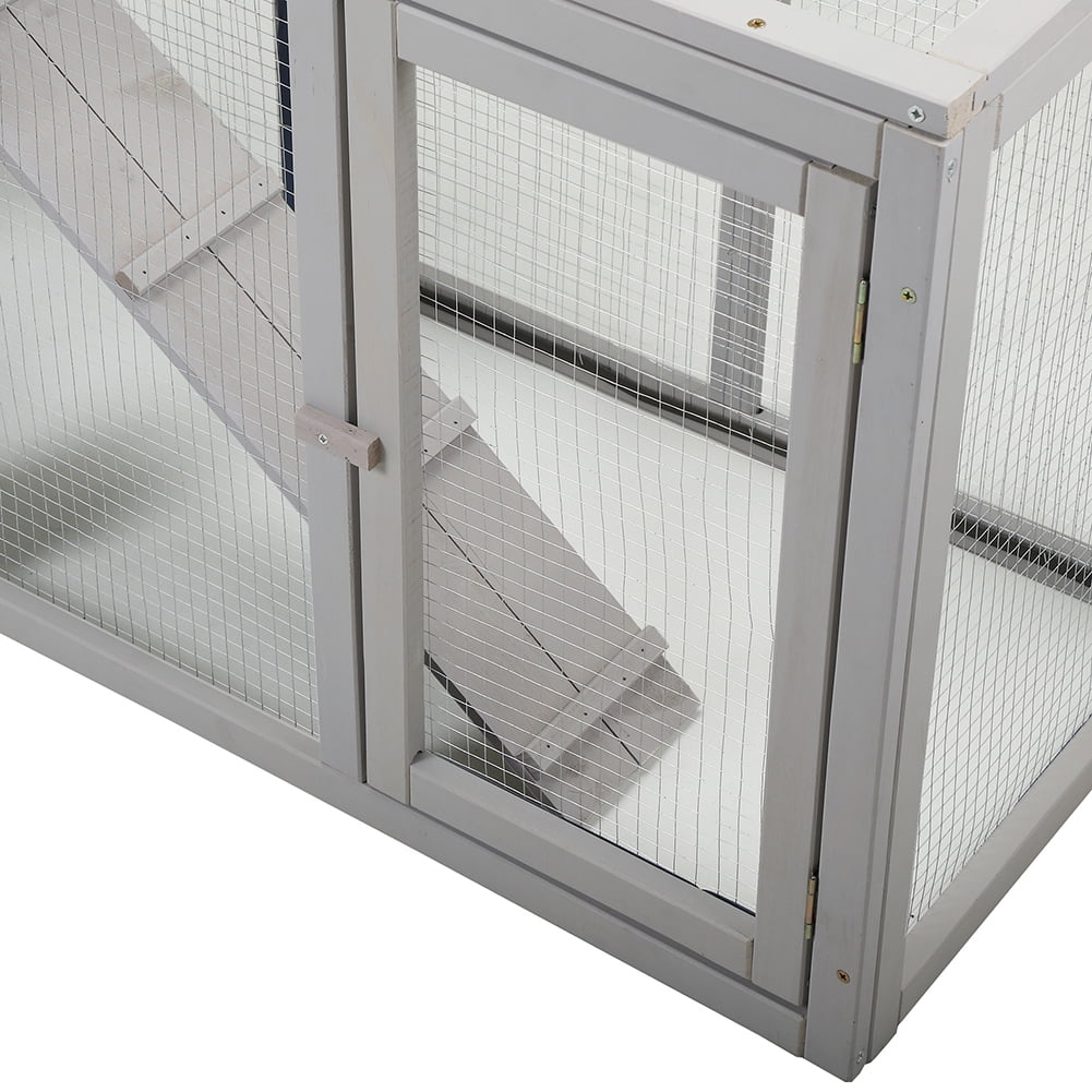 Kadyn for indoor and outdoor use Wooden Rabbit Hutch Chicken Coop with 1 Removable Tray and 3 Lockable Doors Rabbit Hutch, Gray Kadyn for indoor and outdoor use Wooden Rabbit Hutch Chicken Coop with 1 Removable Tray and 3 Lockable Doors Rabbit Hutch, Gray