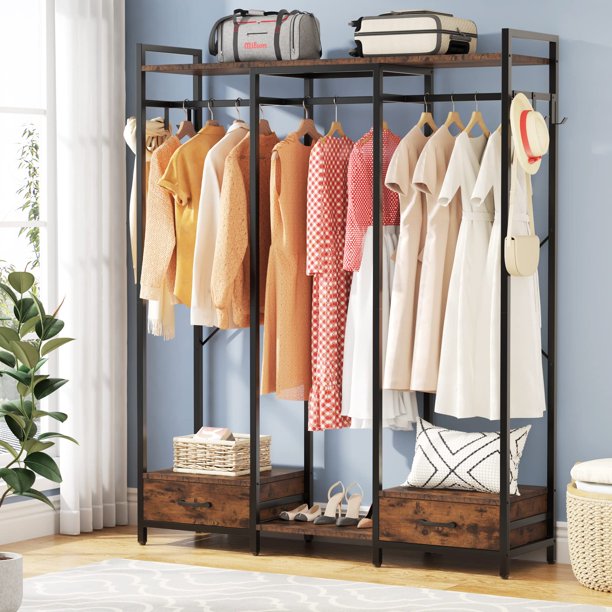 Tribesigns Clothes Rack with 2 Drawers, Freestanding Closet Organizer
