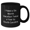 thumbnail image 2 of Funny South Carolina Gifts for Friends - Black Coffee Mug 'I Need A Six Month Vacation Twice A Year' for Graduation, Gifts from Men to South Carolina Recipients, 2 of 4