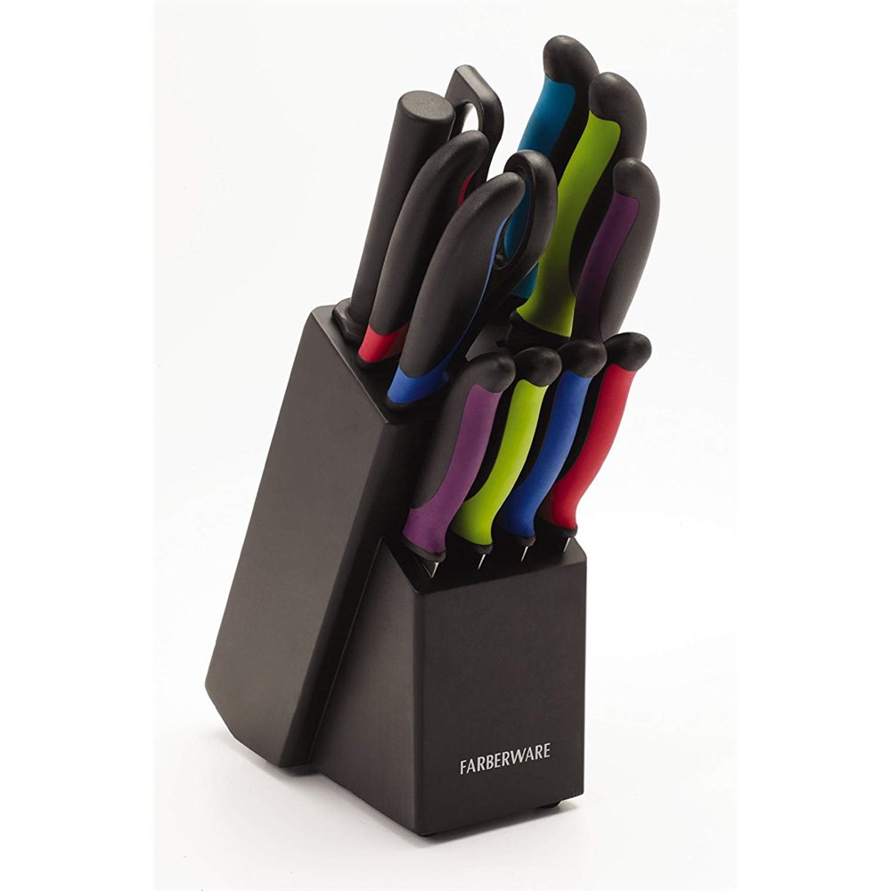 Farberware 12Piece TwoTone Stainless Steel Knife Block Set Walmart