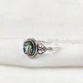 thumbnail image 2 of Natural Abalone Shell Ring, Flat Abalone Shell Gemstone Ring, Tiny Bohemian Ring, 925 Sterling Silver, Designer Womens Ring, Christmas Thanksgiving, Handmade Statement Jewelry, Natural Shell, 2 of 7