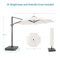 thumbnail image 2 of FLAME&SHADE 11ft Offset Patio Umbrella,Solar Power Round Canopy Umbrella with Aluminum Frame and Base/Stand for Garden,Poolside and Market,White, 2 of 7