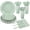 Sage Green, variant on 175 Pcs Pink Plates and Napkins, Party Supplies Include Scalloped Birthday Plate Napkins Cups Plastic Cutlery for Wedding