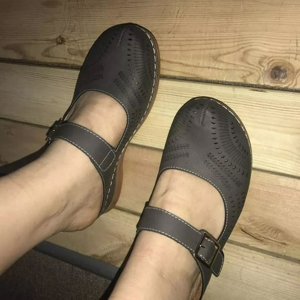 KAKOWELY 1Par Sandalias Vintage De Cuña Oscuro Con Tacón Casual Cómodo Para Uso Diario Y Clásico