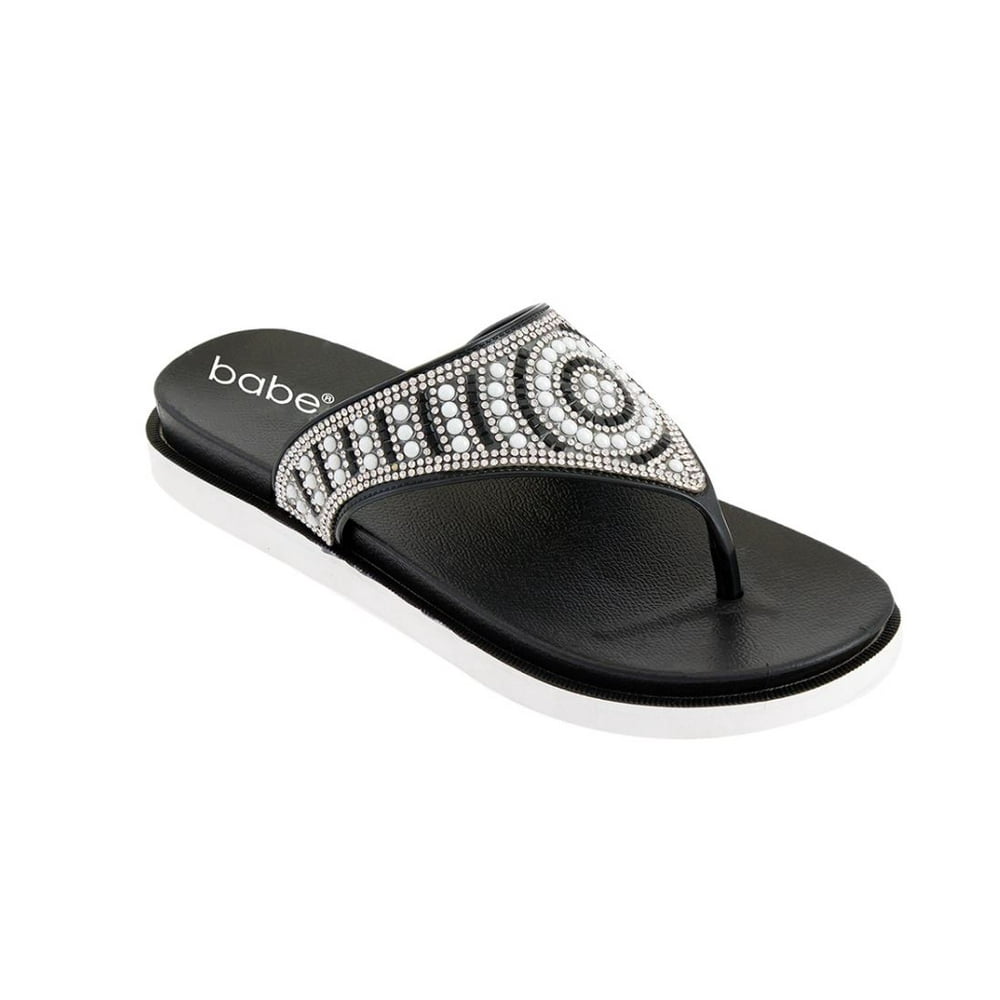 Babe - Women's Dressy Glam flip flop with Rhinestones, Thong Sandal ...