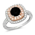 thumbnail image 3 of 1.615 ct Round Cut Natural Onyx Solitaire with Simulated Diamond Accents 14K White/Rose Gold Womens Engagement Ring, 3 of 6
