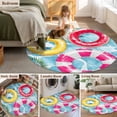 thumbnail image 5 of Round Rugs 5Ft, Summer Blue Pool Round Area Rug Washable Indoor Throw Carpet, Ocean Beach Swimming Ring Vintage Soft Non Slip Circle Rug for Cabinet Bathroom Home Decor Aesthetic, 5 of 8